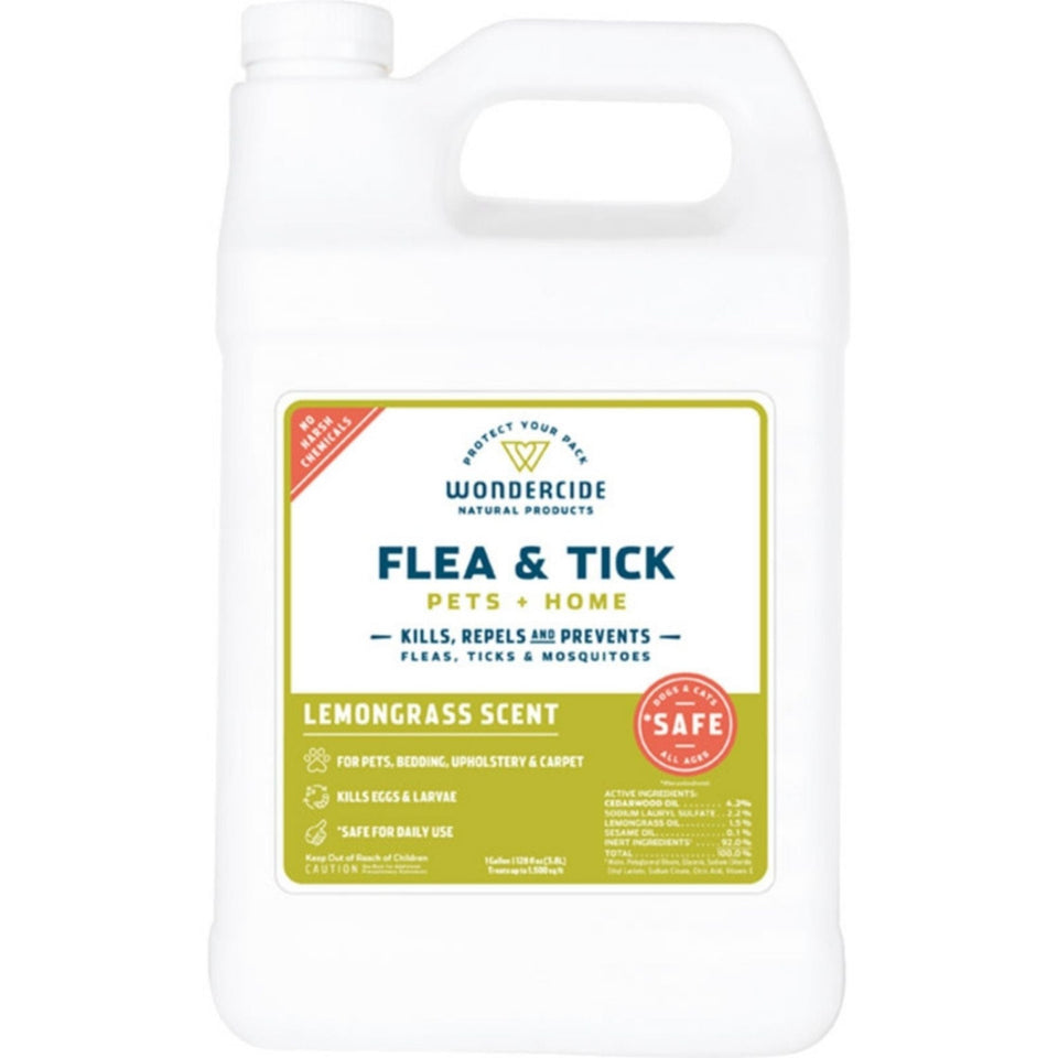 Wondercide Dog & Cat Lemongrass Flea & Tick Spray For Pets & Home with Natural Essential Oils 128oz.