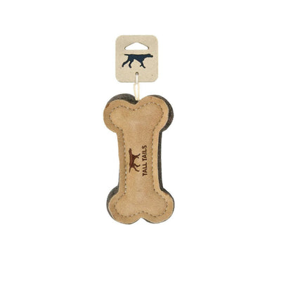 Tall Tails Dog Bone Tug Natural Leather, 6 in