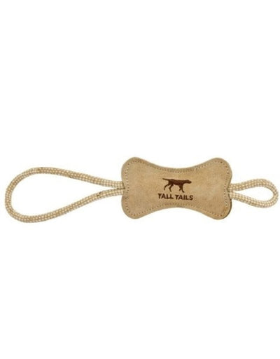 Tall Tails Dog Bone Tug Natural Leather, 16 in
