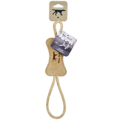 Tall Tails Dog Bone Tug Natural Leather 12 in