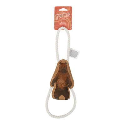 Territory Dog Natural Leather Color Grizzly Bear Tug Toy 14in. - Dog Toys Rope and Tug