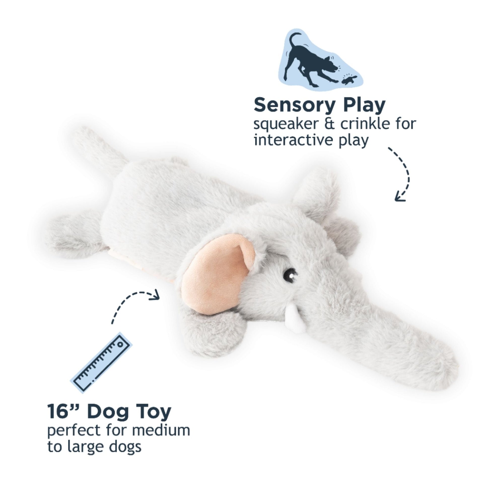 Tall Tails Dog Stuffless Elephant 16 Inches