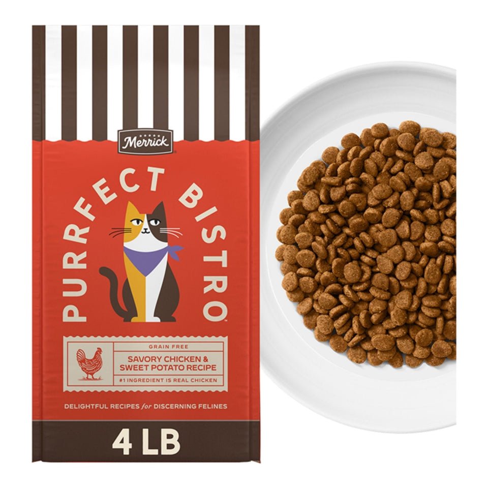 Merrick Cat Purrfect Bistro Chicken And Sweet Potato Formula 4Lbs - Cat Food Dry