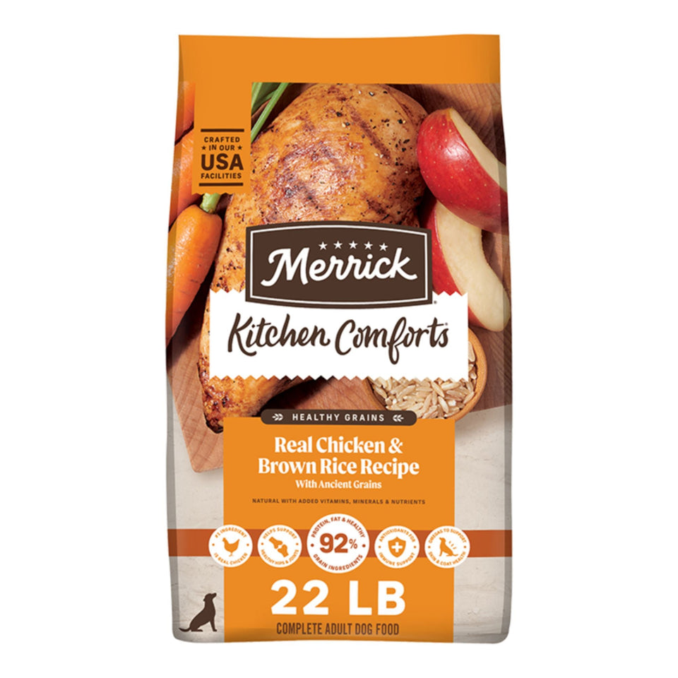 Merrick Dog Kitchen Comforts Real Chicken & Brown Rice 22Lbs Bag - Dog Food Dry