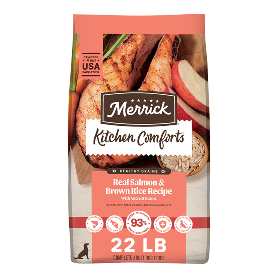 Merrick Dog Kitchen Comforts Real Salmon & Brown Rice 22Lbs Bag - Dog Food Dry