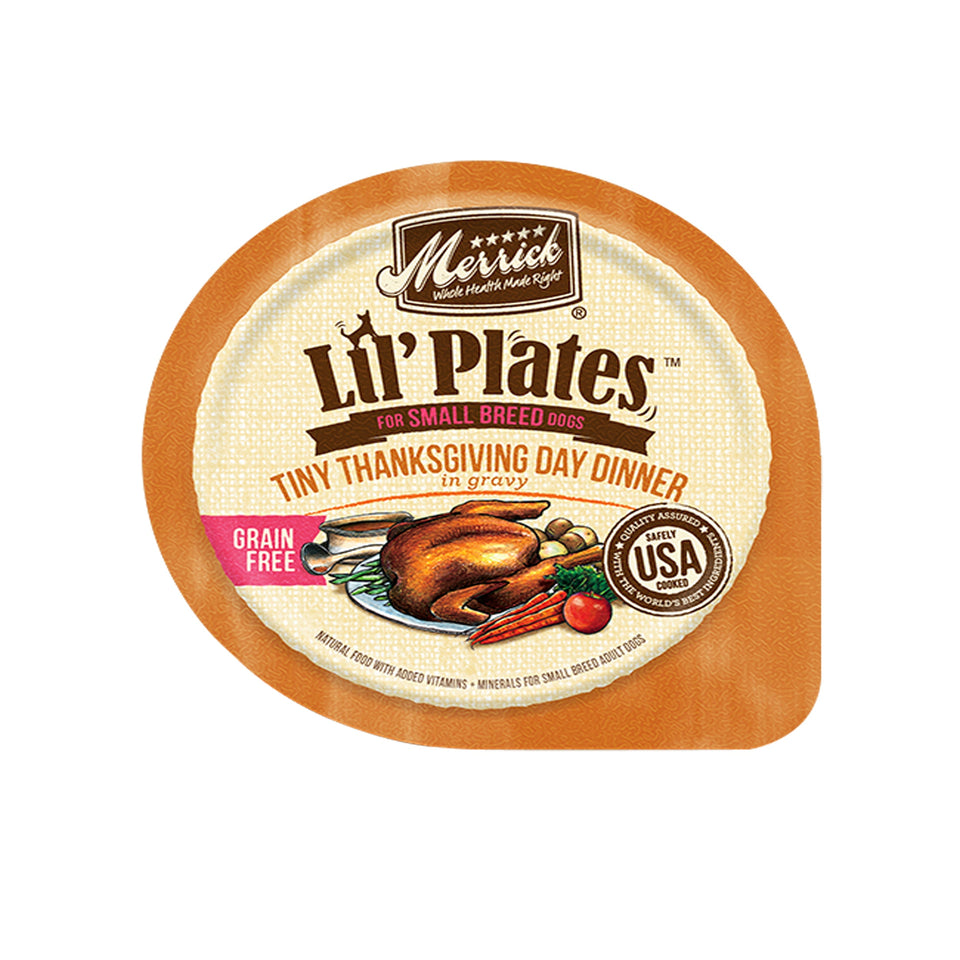 Foil tray lid showing roasted turkey with vegetables in gravy artwork