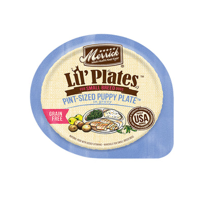 Merrick Lil Plates Grain-Free Pint-Sized Puppy Plate in Gravy Dog Food 3.5 oz. 12 ct