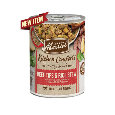 Merrick Kitchen Comforts Beef Tips & Rice Stew Wet Dog Food, 12.7 oz each, Case of 12
