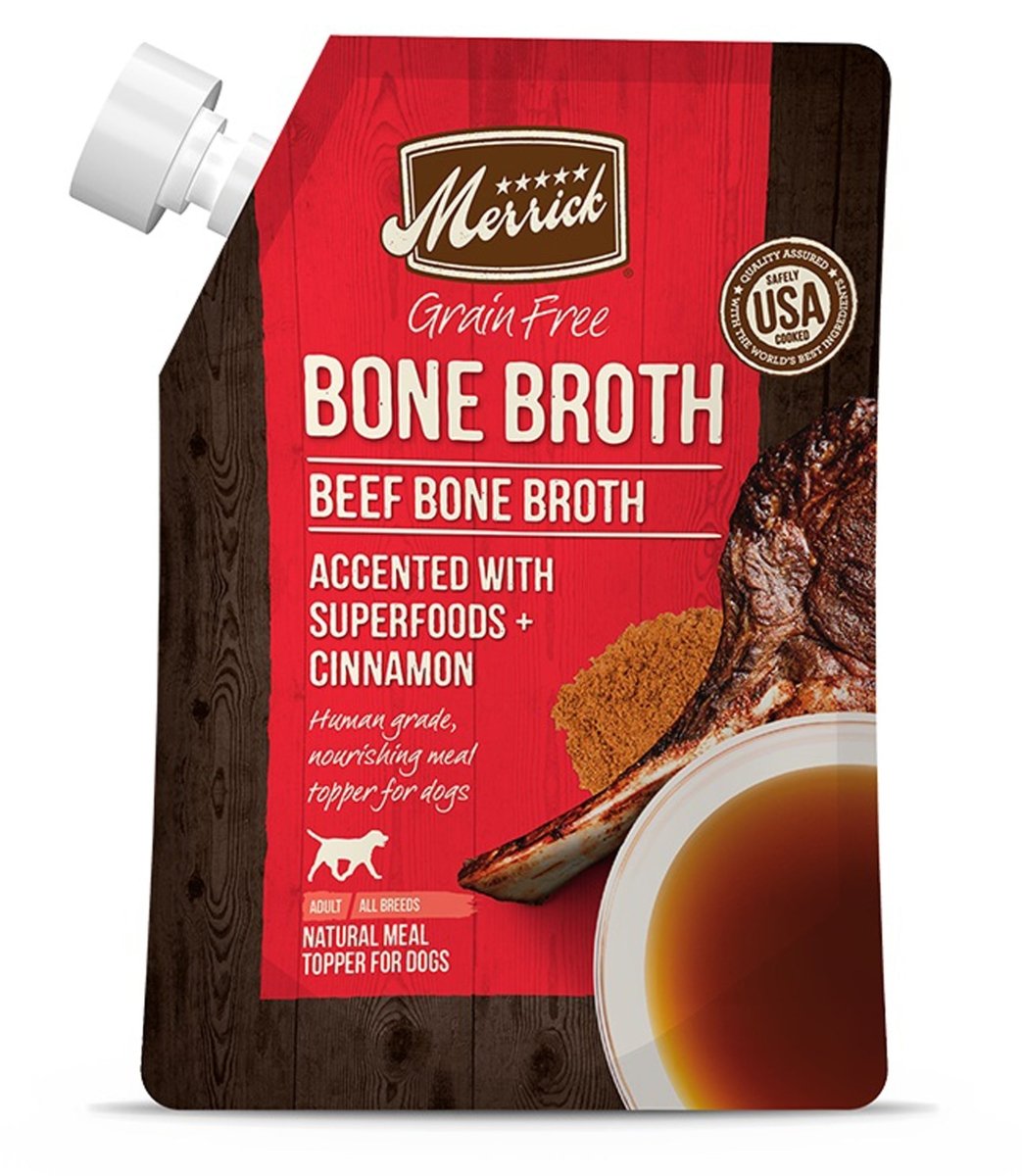 Merrick Grain - Free Beef Bone Broth Dog Food Topper | 16oz (Case of 10) - Pets Perfect