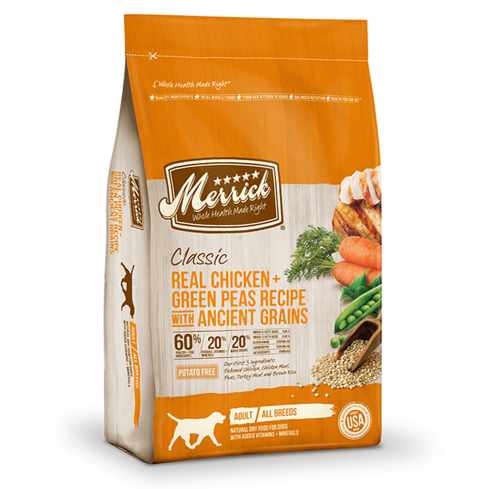 Merrick Classic Real Chicken And Green Peas Recipe With Ancient Grains, 4 lb
