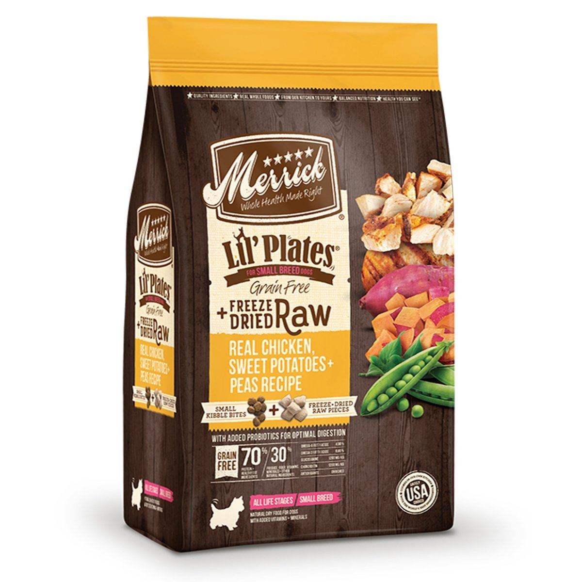 Merrick Lil' Plates Real Chicken and Sweet Potatoes with Raw Bites Dry Dog Food 4 lb - Pets Perfect
