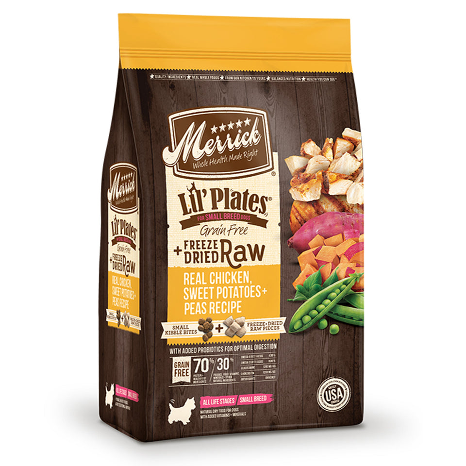 Merrick Lil' Plates Real Chicken and Sweet Potatoes with Raw Bites Dry Dog Food 4 lb
