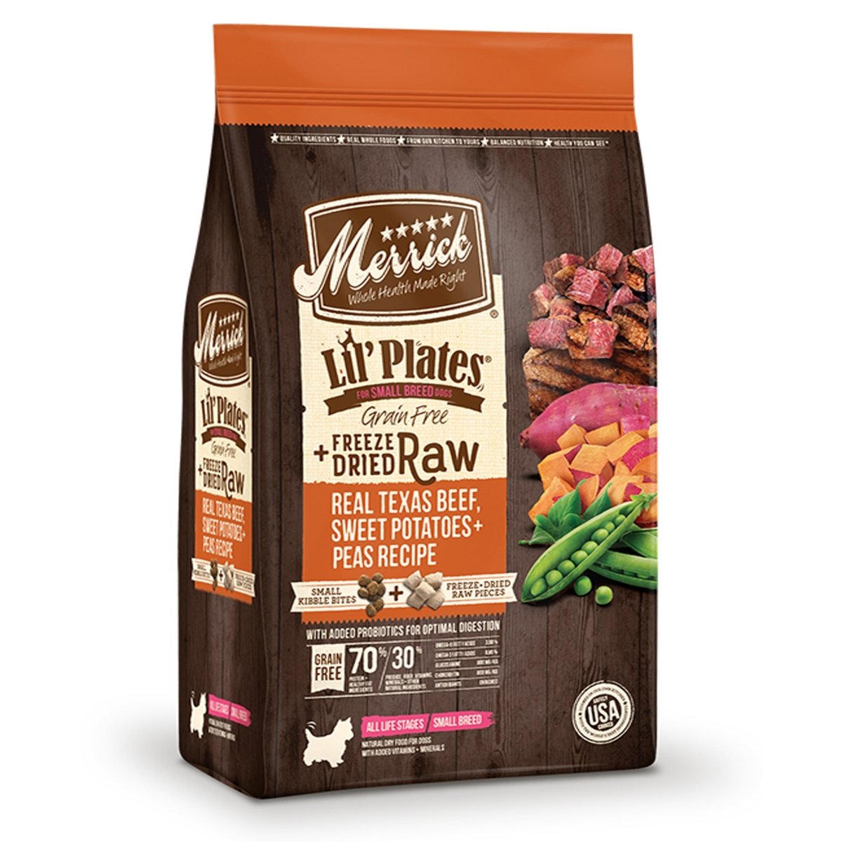 Merrick Lil' Plates Real Texas Beef and Sweet Potatoes with Raw Bites Dry Dog Food 4 lb - Pets Perfect