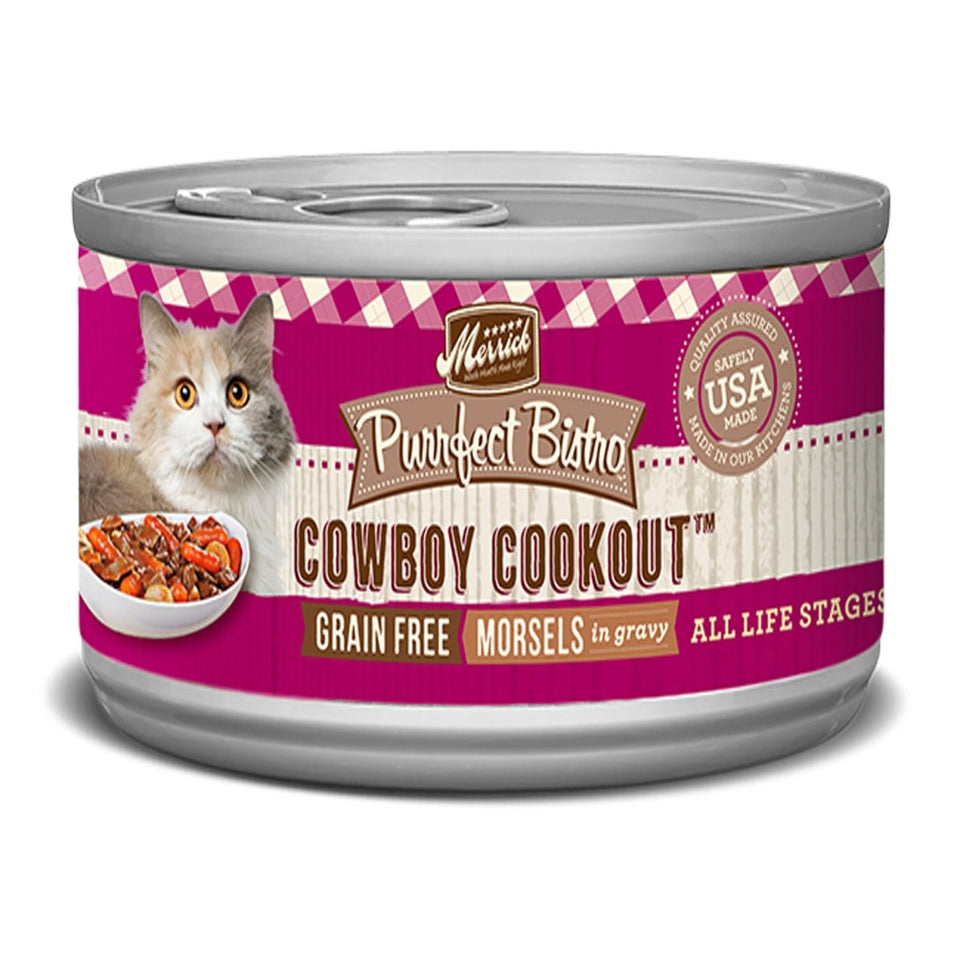 Merrick Purrfect Bistro GF Cowboy Cookout Wet Cat Food, 3 oz, 24 ct