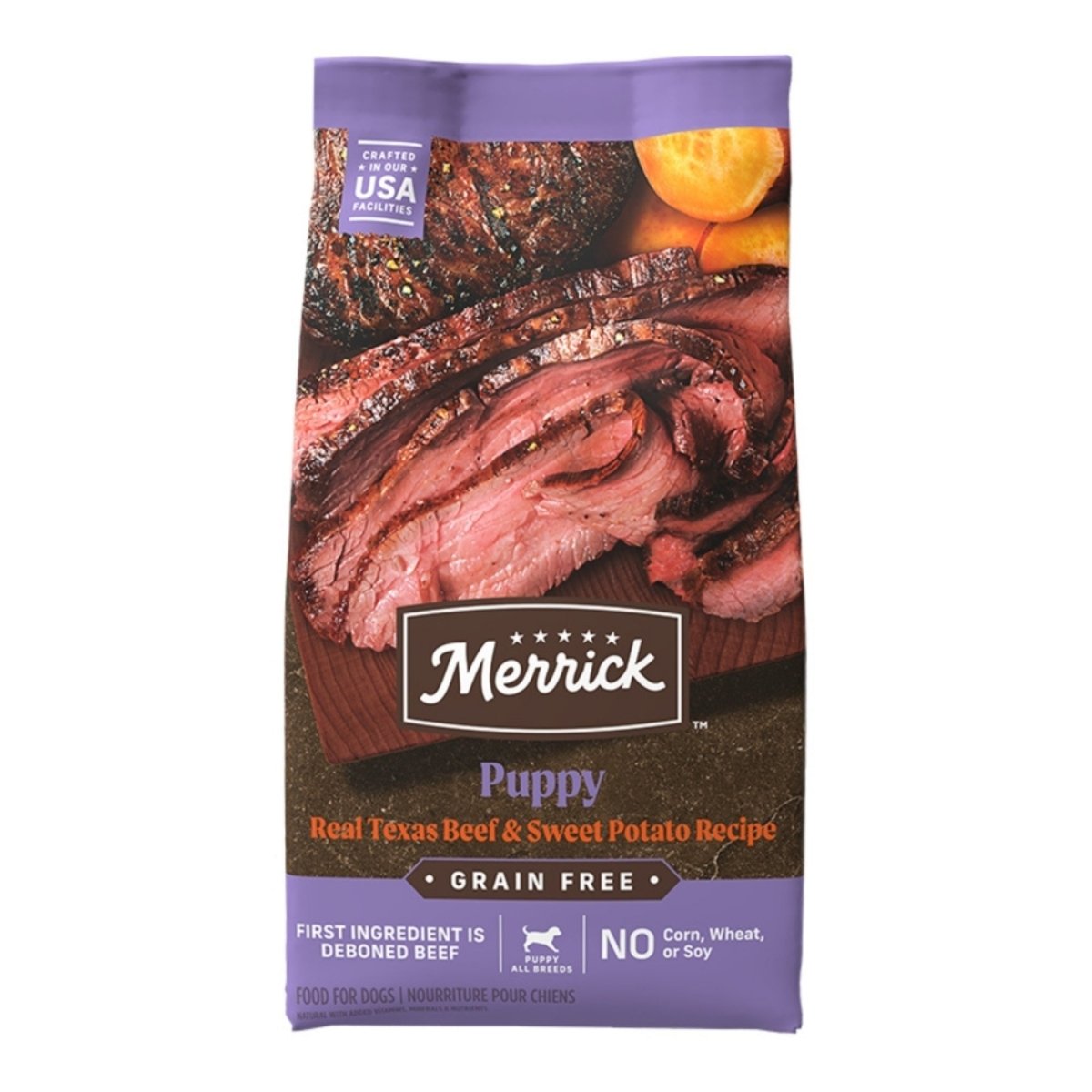 Merrick Grain Free Puppy Real Texas Beef and Sweet Potato Dry Dog Food 22 lb - Pets Perfect