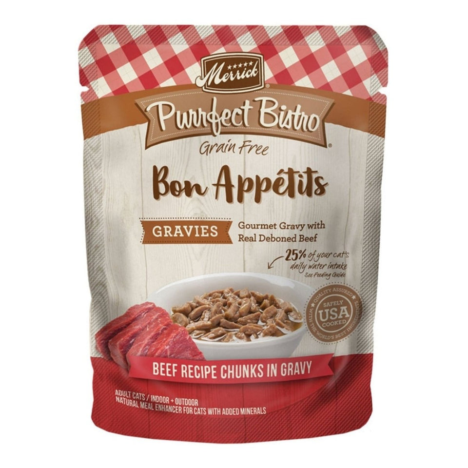 Merrick Purrfect Bistro GF Gravies Beef Wet Cat Food, 3 oz, 24 ct