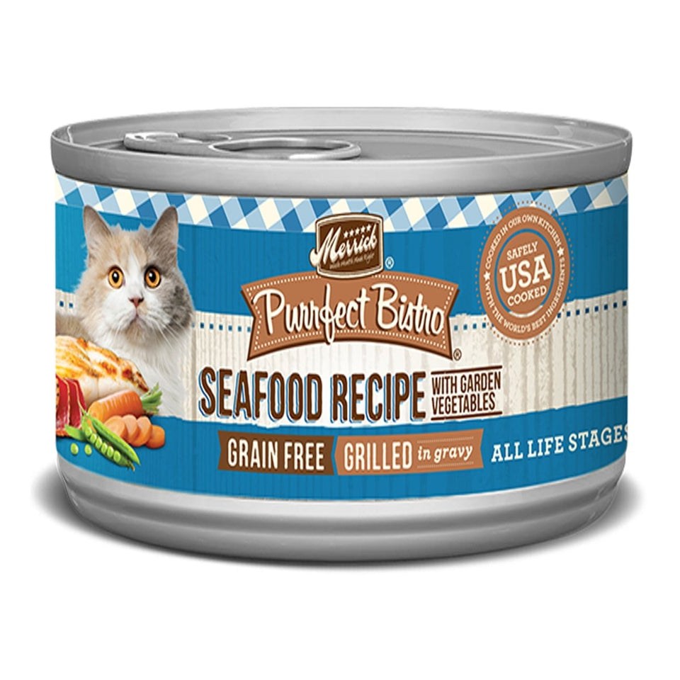 Merrick Purrfect Bistro GF Seafood Pate Variety Wet Cat Food, 5.5 oz