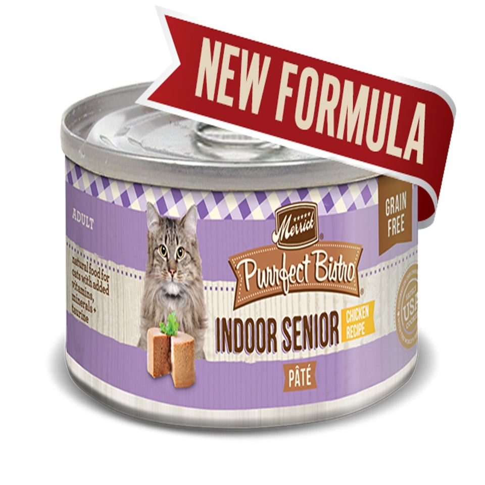 Merrick Purrfect Bistro Indoor Senior Pate Wet Cat Food, 3 oz, 24 ct