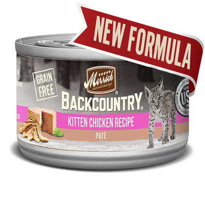 Merrick Backcountry Grain-Free Kitten Chicken Pate Wet Cat Food, 3 oz each, Case of 24