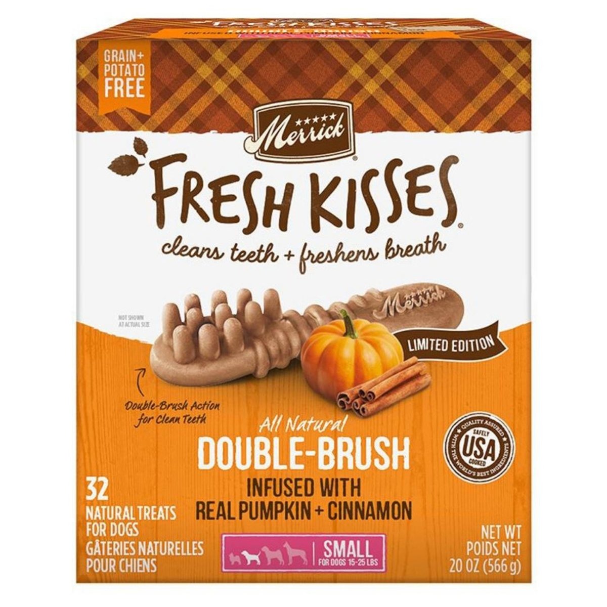 Merrick Fresh Kisses Pumpkin & Cinnamon Small Dog Dental Treats 32ct - Pets Perfect