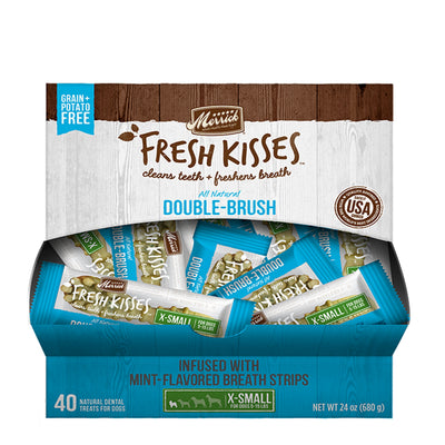 Merrick Fresh Kisses Mint Breath Strips For Extra Small Dogs (7-17 lb), 40-Count