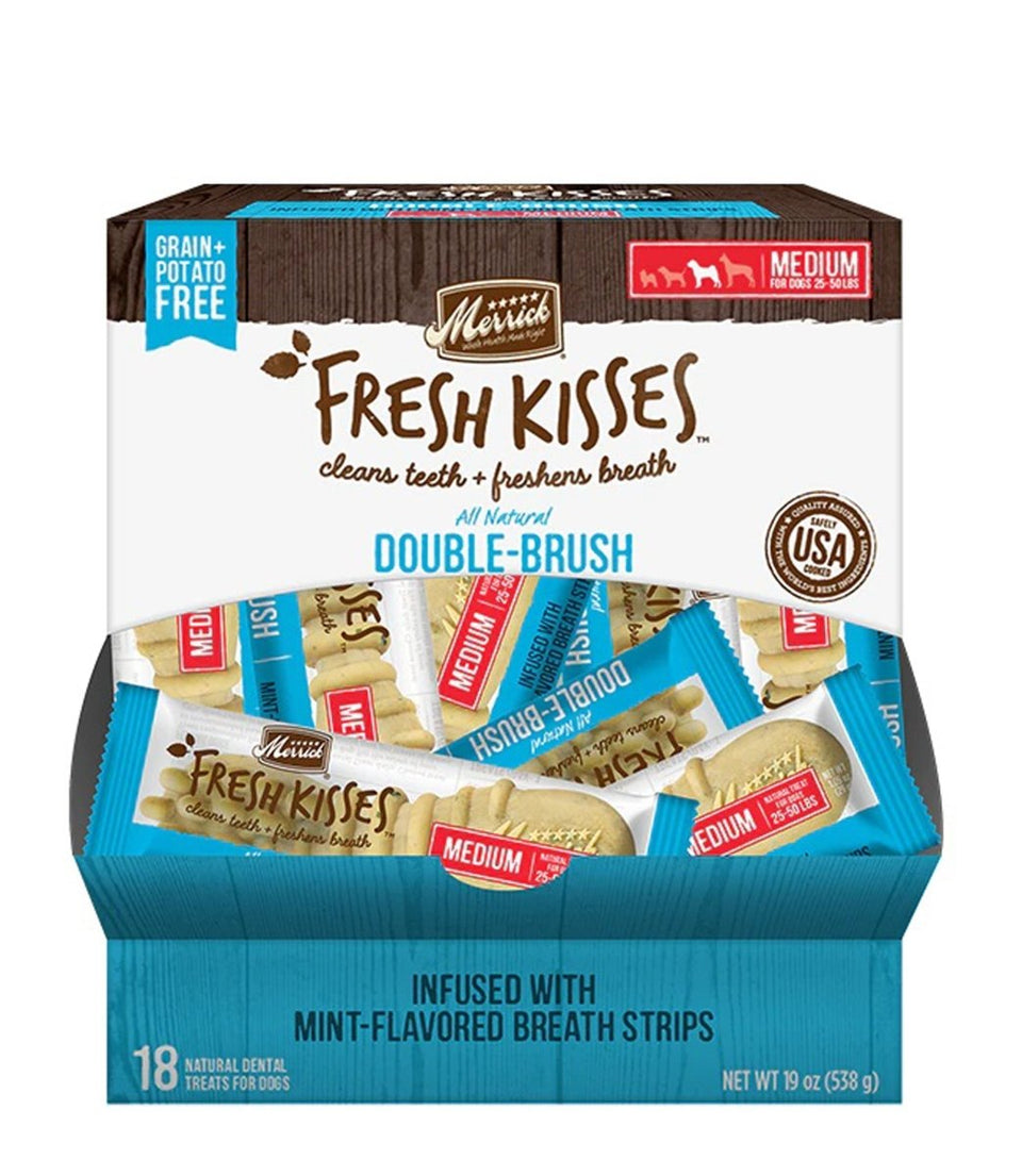 Merrick Fresh Kisses Mint Breath Strips Medium Dog Dental Dog Treats