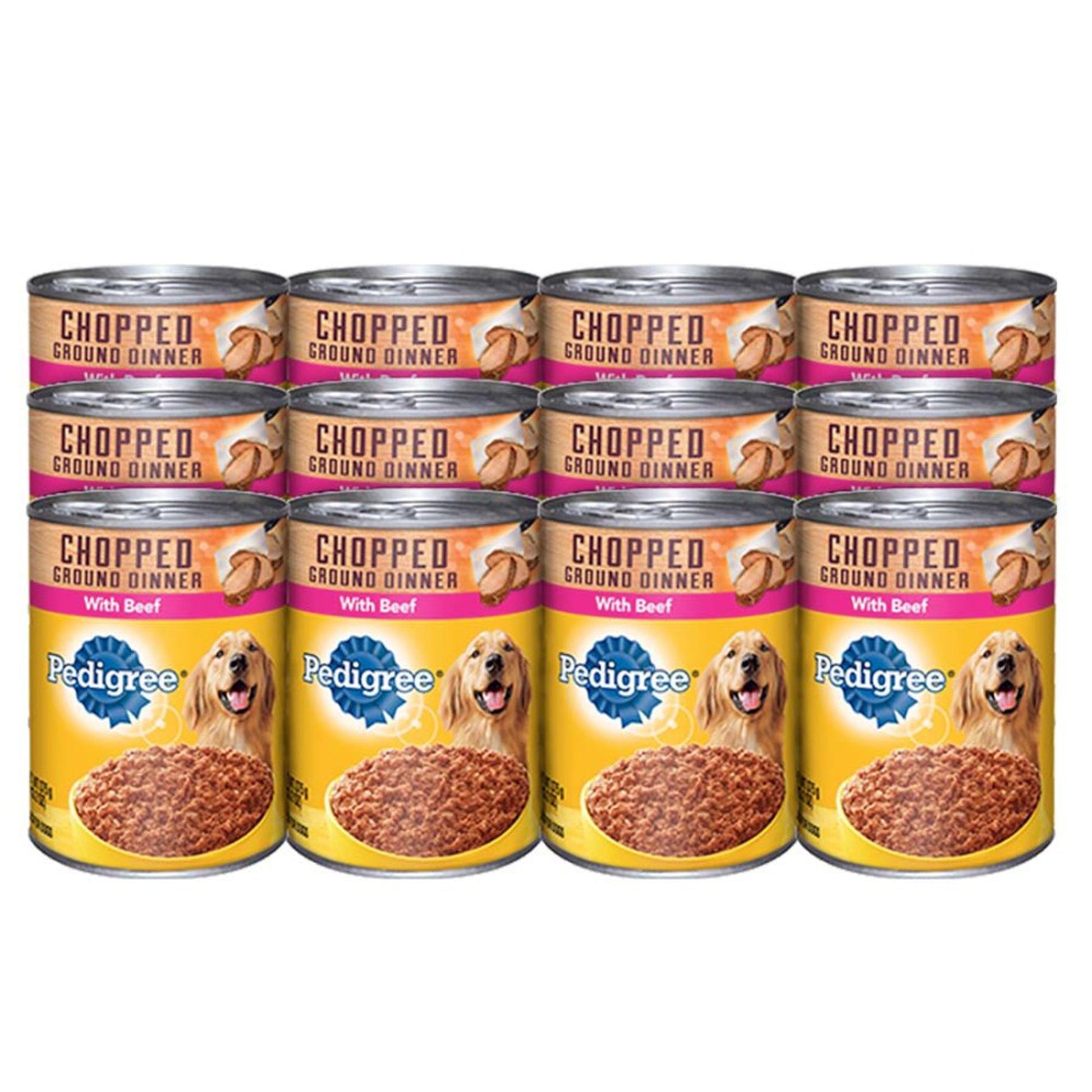 Pedigree Chopped Ground Dinner Adult Wet Dog Food Beef, 13.2 oz 12 ct, view 3