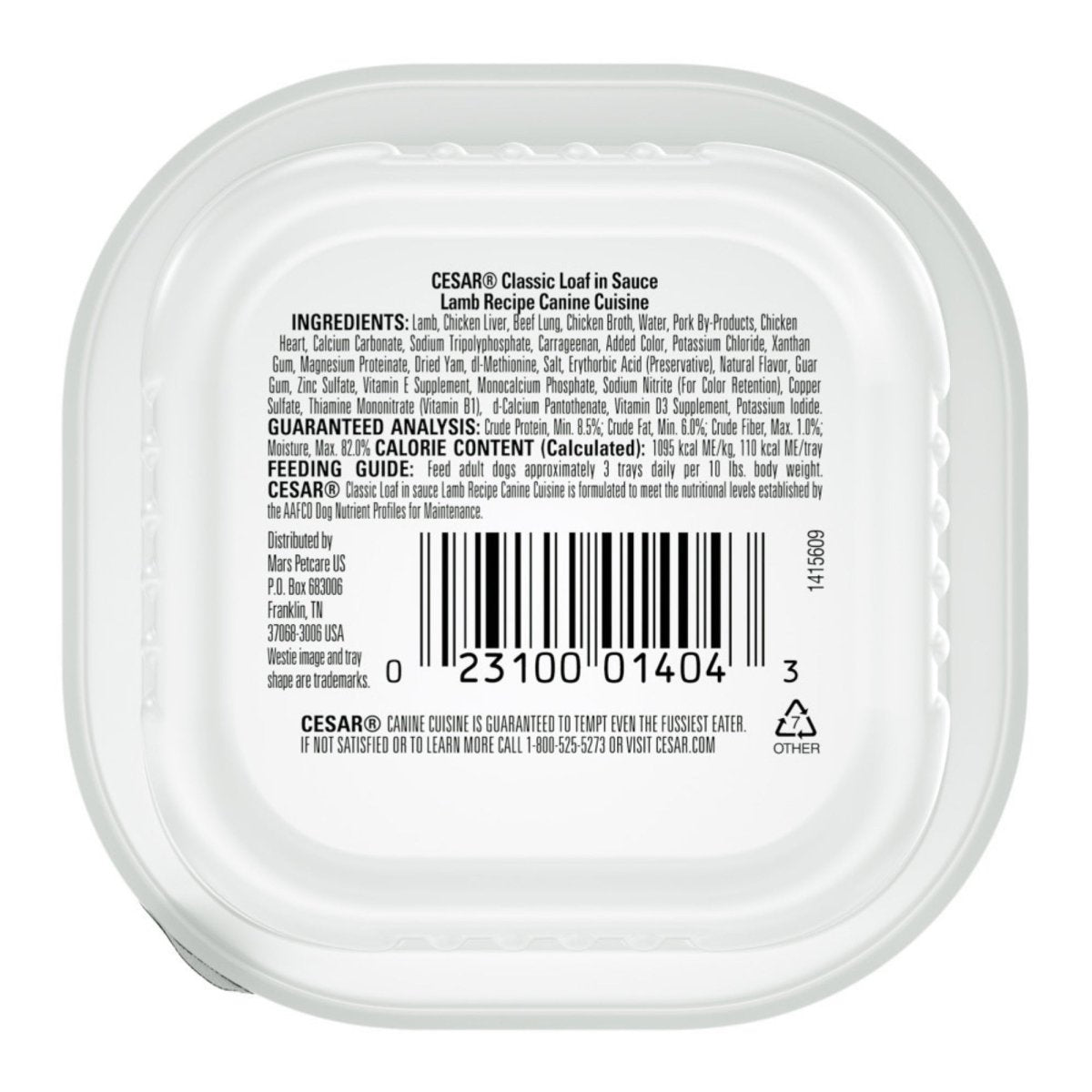 Cesar Classic Loaf in Sauce Adult Wet Dog Food Lamb 3.5oz 24pk - Pets Perfect