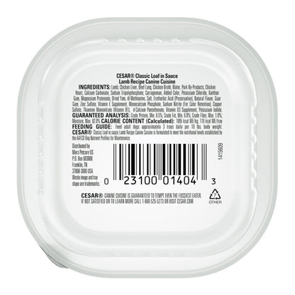 Cesar Classic Loaf in Sauce Adult Wet Dog Food Lamb 3.5oz 24pk - Pets Perfect