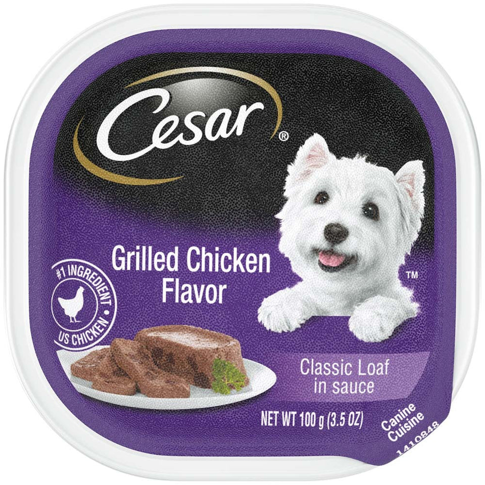 Cesar Classic Loaf in Sauce Adult Wet Dog Food Grilled Chicken, 3.5 oz each, Case of 24