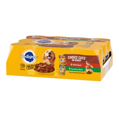 Pedigree Choice Cuts in Gravy Adult Wet Dog Food Variety Pack (Beef, Country Stew), 158.7 oz 12 ct