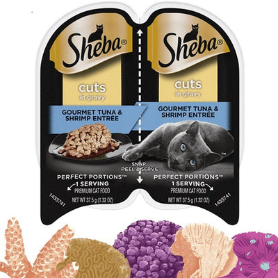 Sheba Perfect Portions Cuts in Gravy Wet Cat Food, Tuna & Shrimp