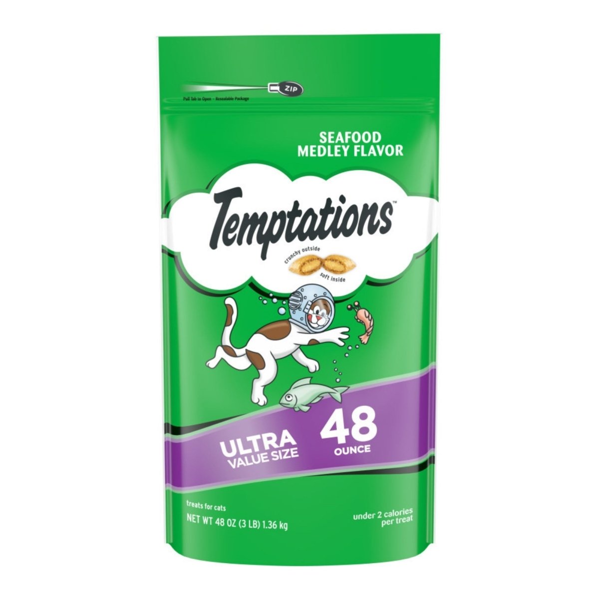 Temptations Classics Crunchy & Soft Adult Cat Treats Seafood Medley 1ea/48 oz - Pets Perfect