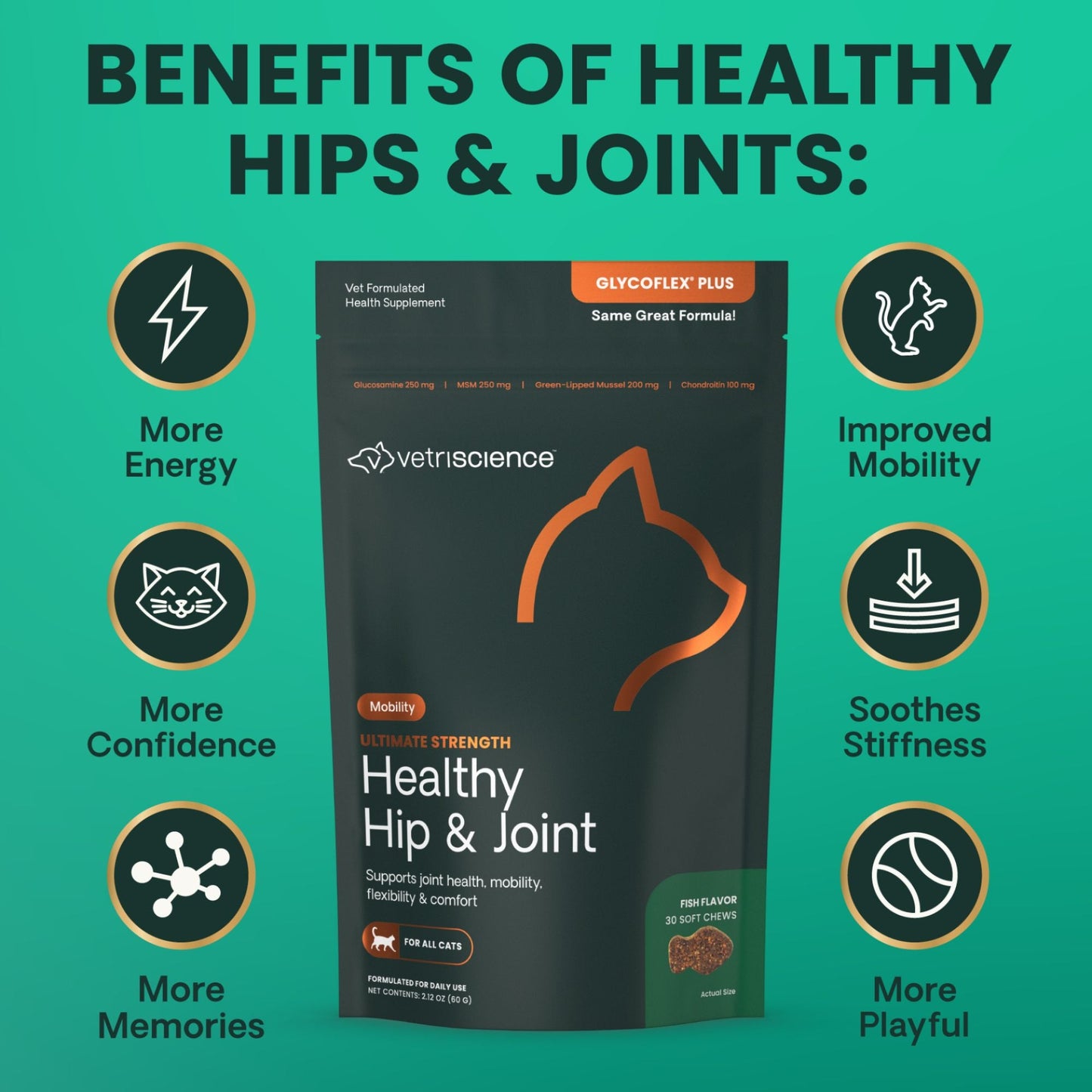 Vetriscience Cat Ultimate Strength Healthy Hip & Joint Chews Creamy, view 5