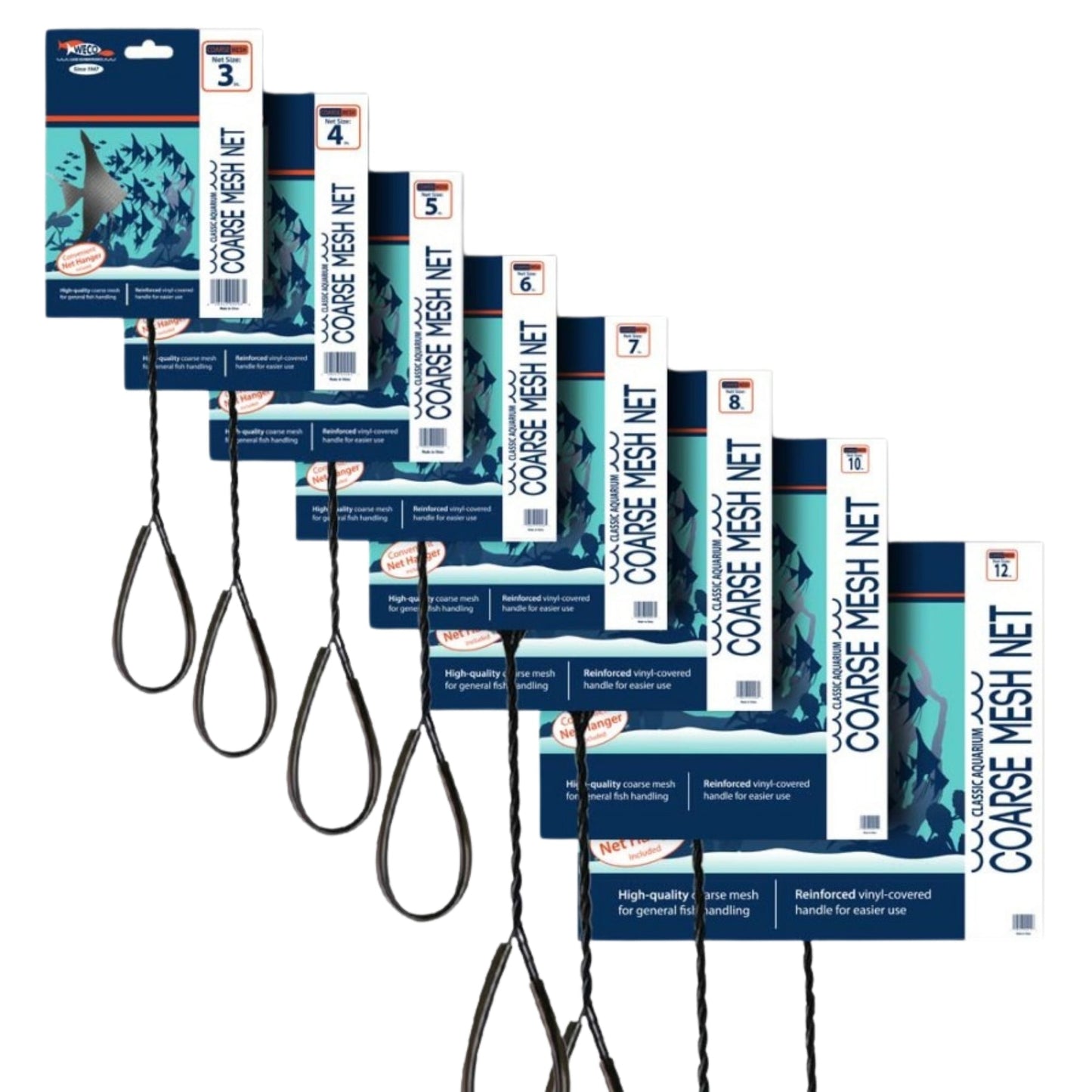 Weco Products Classic Coarse Mesh Net Standard Handle, Black, 1ea/10 in