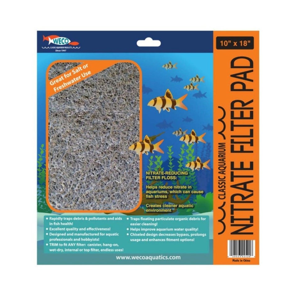 Weco Classic Aquarium Nitrate Aquarium Filter Pad Grey, 10 in x 18 in