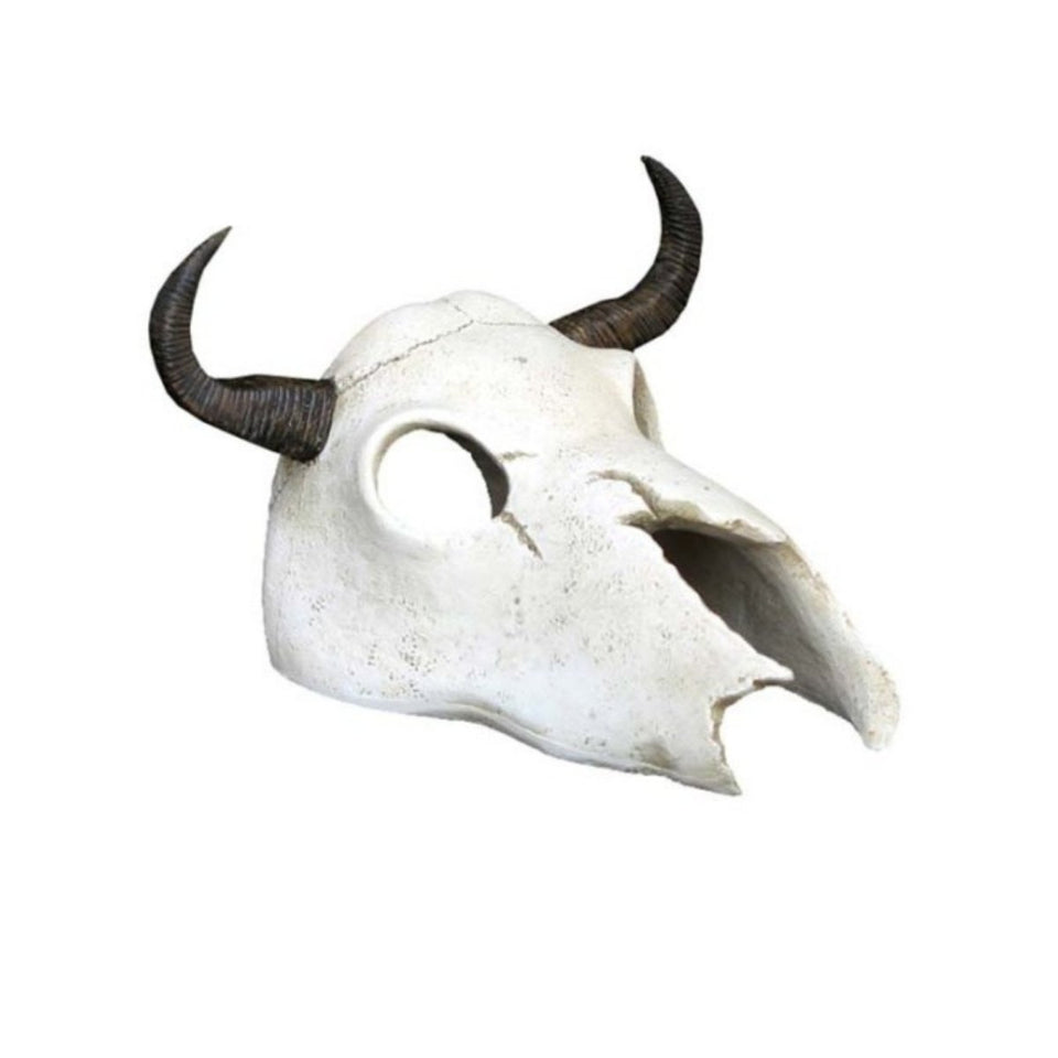 Weco Wecorama Catacombs Longhorn Skull Aquarium Ornament Black, White