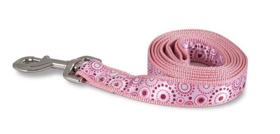 Aspen Ribbon Overlay Dog Leash Pink 1 in x 6 ft