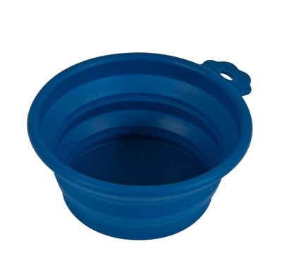 Petmate Silicone Round Travel Pet Bowl Navy, Blue Medium - Pets Perfect