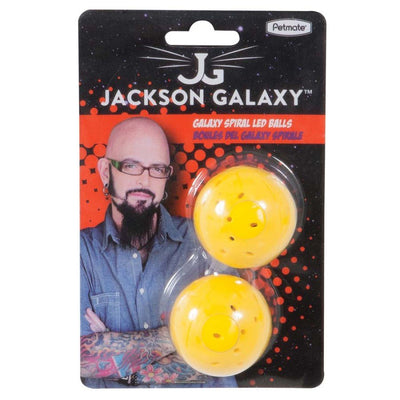 Jackson Galaxy Spiral LED Ball Cat Toy, Yellow 2 ct - Pets Perfect