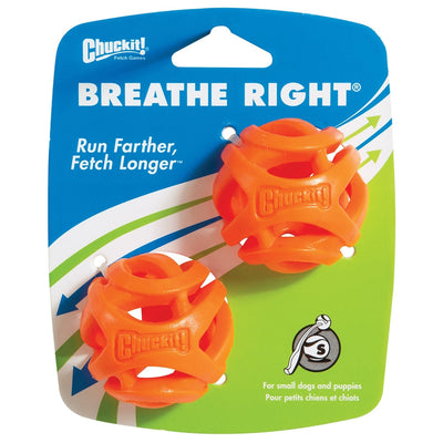 Chuckit! Breathe Right Dog Toy Fetch Ball Orange, Small, 2-Count