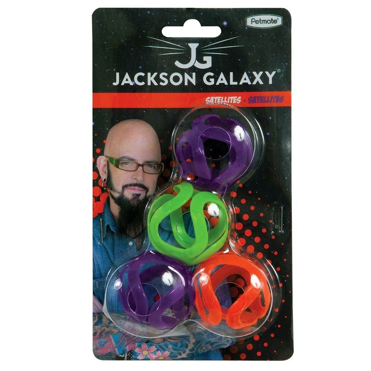 Jackson Galaxy Satellites Cat Toy Orange, Green, Purple 1ea/4 pk - Pets Perfect