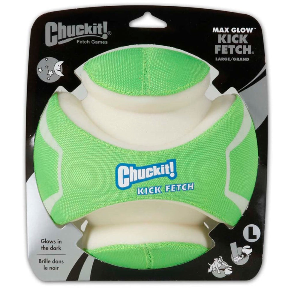 Chuckit! Kick Fetch Dog Toy Max Glow Green/White Large