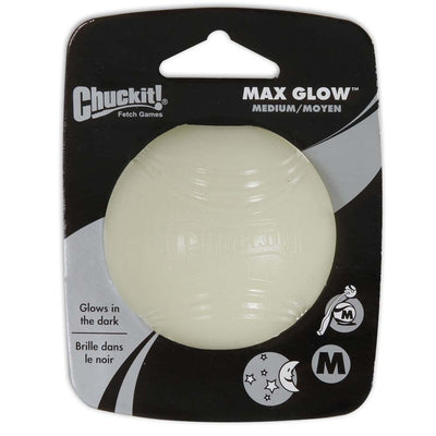 Chuckit! Max Glow Ball Dog Toy, White Medium