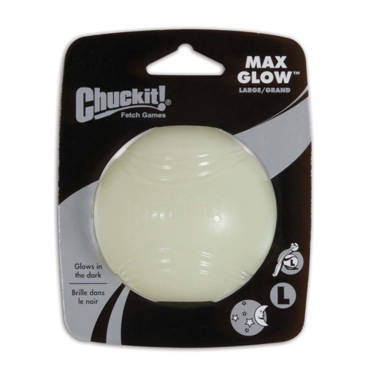 Chuckit! Max Glow Ball Dog Toy White 1ea/LG - Pets Perfect