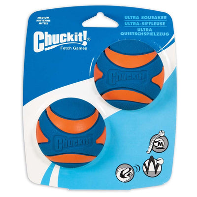 Chuckit! Ultra Squeaker Balls Dog Toy Blue/Orange, Medium, 2-Count