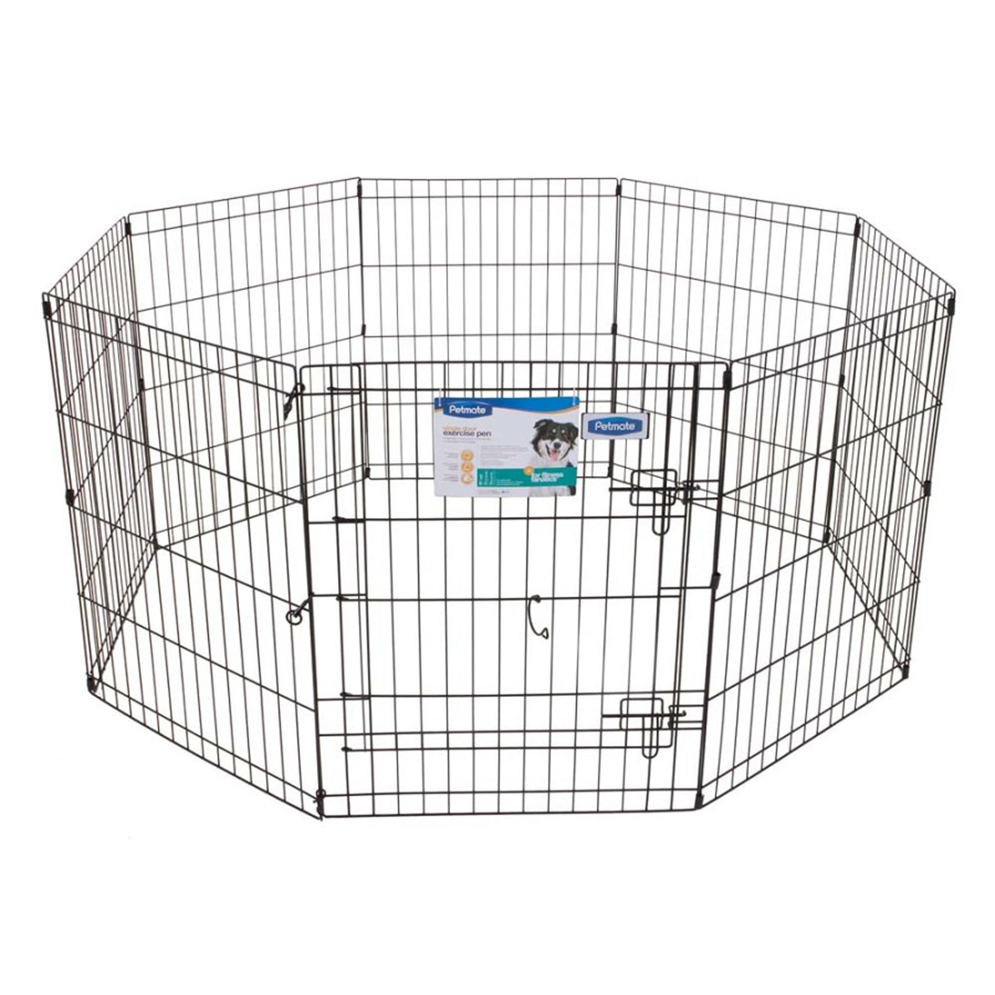 Petmate Exercise Pen with Door, Black, 30 in