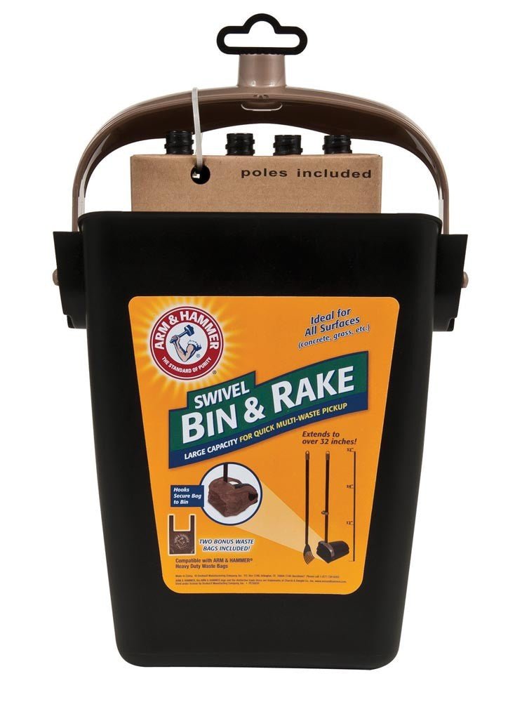 Arm & Hammer Swivel Bin & Rake Black 1ea/One Size - Pets Perfect