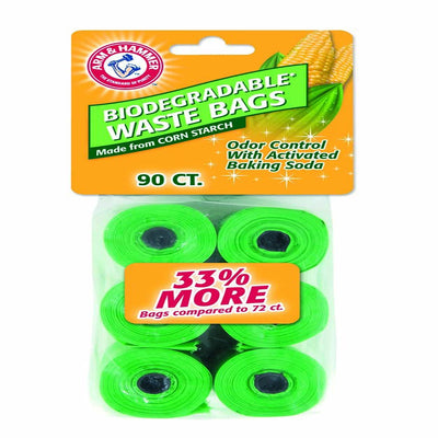 Arm & Hammer Disposable Corn Starch Waste Bags Refills, Green 90 ct