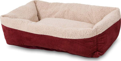 Aspen Self Warming Rectangular Dog Lounger Bed Barn Red/Cream 35 in x